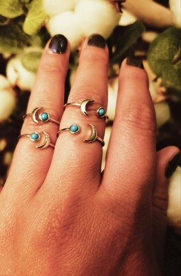 Sterling Turquoise Moon Ring