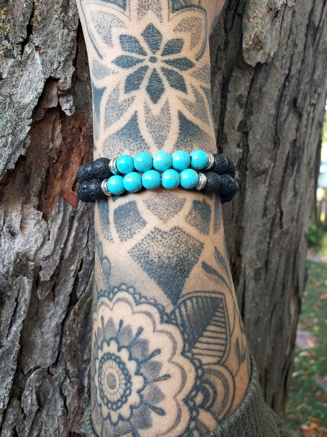 Beaded Black &amp; Turquoise Bracelet