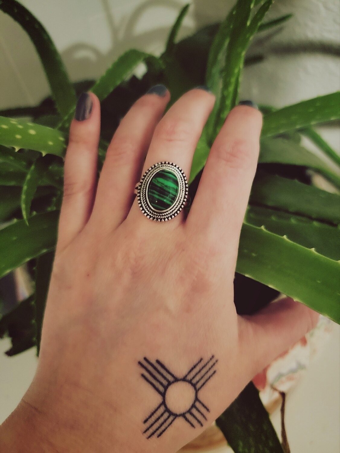 Malachite Shield Ring