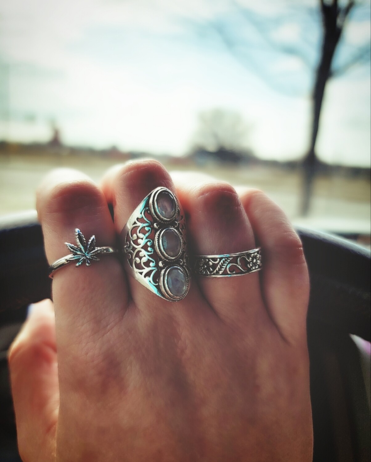 Sterling Floral Band Ring