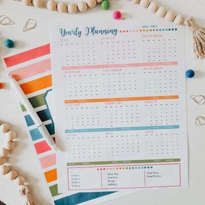 Homeschool Yearly Planning Page