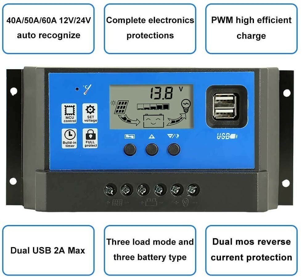 Achetez K1688 Contrôleur de Charge Solaire LCD Double dc + Usb 12 /  Régulateur de Chargeur de Panneau Solaire 24V - 10A de Chine