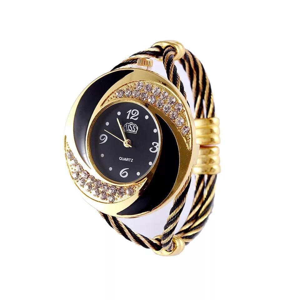 Montre Fashion pour Femme - Couleur Or-Bleu - Women's Watch Quartz Gold-Black