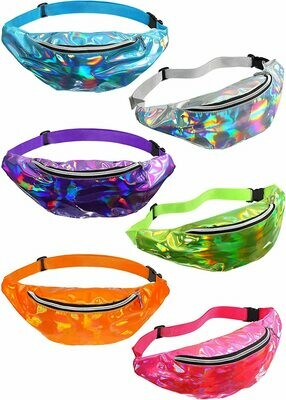 Holographic Fanny Packs Neon Bachelorette Rave Fanny Pack Set 80s Party Fanny Pack Waist Bag Adjustable Waist