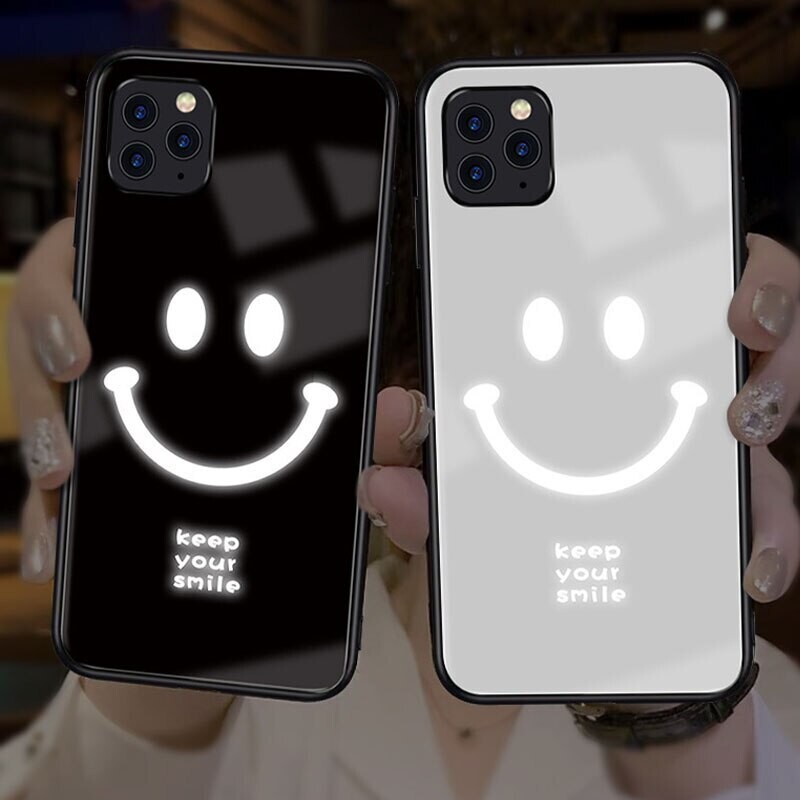 LED Phone Case Flash Smile for Apple iPhone 6 7 8 Plus 11 12 13 Pro X XS XR MAX