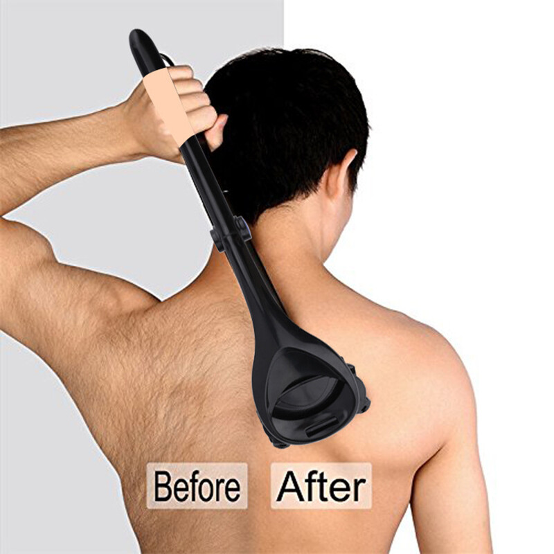 Men Back Shaver Hair Razor Two Head Blade Foldable Trimmer