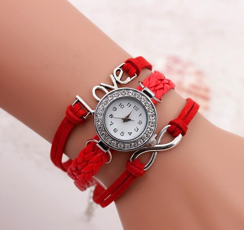 Bracelet Montre Quartz Love - Couleur Rouge