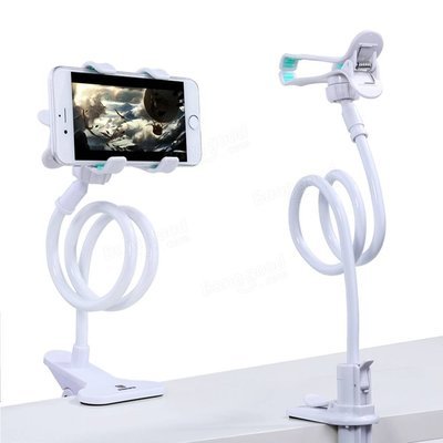 Long Bras Cell Phone Holder BLANC Universal Plastic Cell Phone Clip Holder, Lazy Bracket Flexible Long Arm