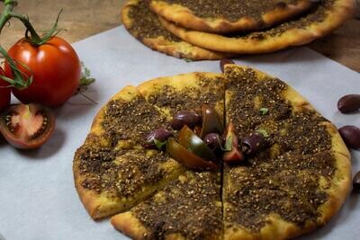 Cheese Zaatar Manakish with Olives