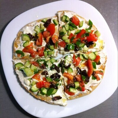 Zaatar Labneh Manakish with grilled Vegetables Zaatar Labneh Manakish with grilled Vegetables