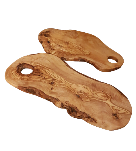 Planche fine rustique avec trou en bois d'olivier artisanale sans aucun traitement 