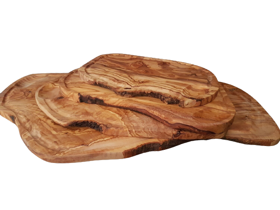 Planche à viande rustique originale en bois d'olivier artisanale (sans aucun traitement)