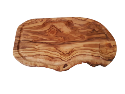 Planche à viande rustique originale en bois d'olivier artisanale (sans aucun traitement)