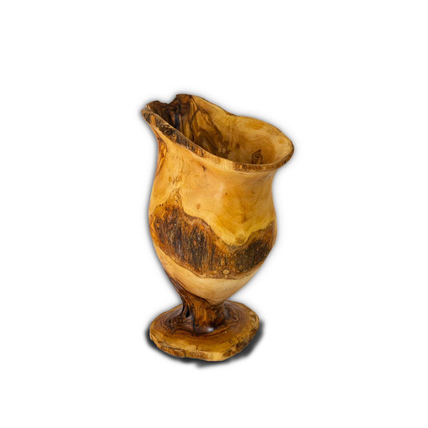 Une Coupe format vase décorative en bois d'olivier artisanale sans aucun traitement 
