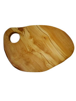 Planche à découper rustique avec trou en bois d'olivier artisanale (sans aucun traitement)