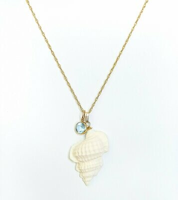 Gan Big Seashell Sky Blue Topaz Necklace