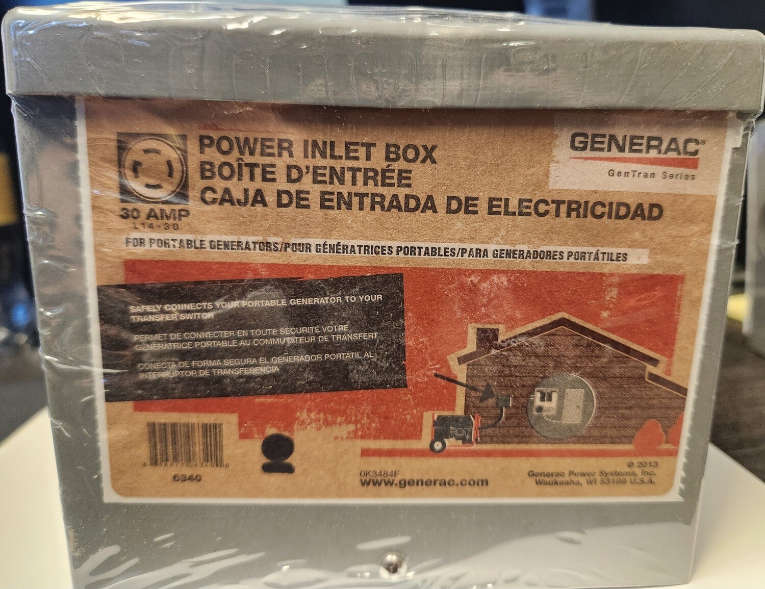 Generac 30A Resin Power Inlet Box NEMA 3R Bottom Connection (No Cover) 6337