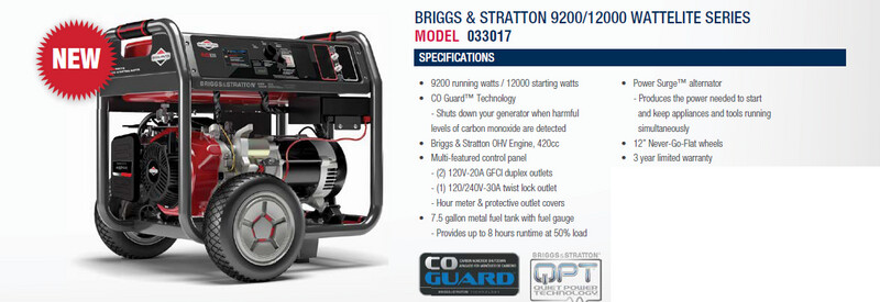 Briggs and Stratton 9200 Watt Elite Series Portable Generator with CO Guard