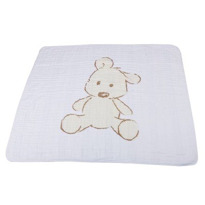 Teddy Bear and Grey Stripe Blanket