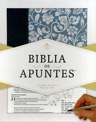 BIBLIA DE APUNTES RVR60/AZUL Y FLORAL/PIEL
