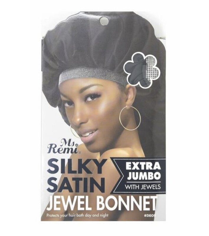 Ms. Remi Silky Satin Jewel Bonnet Extra Jumbo Black