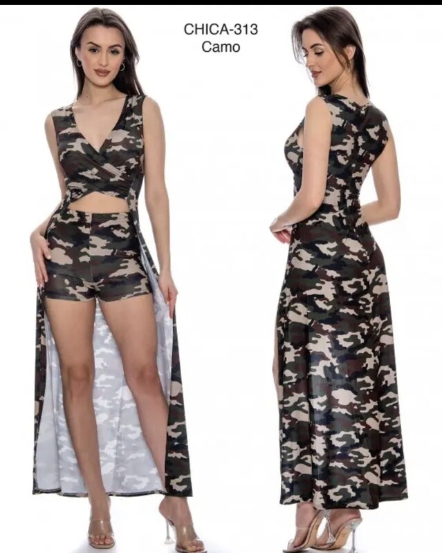 TRUE ROCK WOMEN SUMMER CAMO SHORTS AND COVER SET