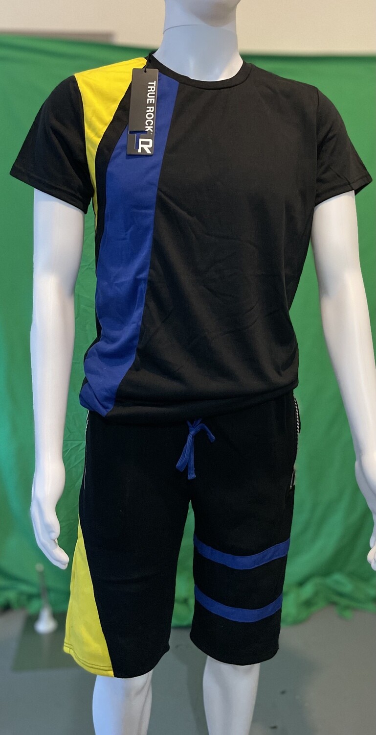 TRUE ROCK PREMIUM MENS SHORT SET, Size: Small, Color: Black/Royal Blue