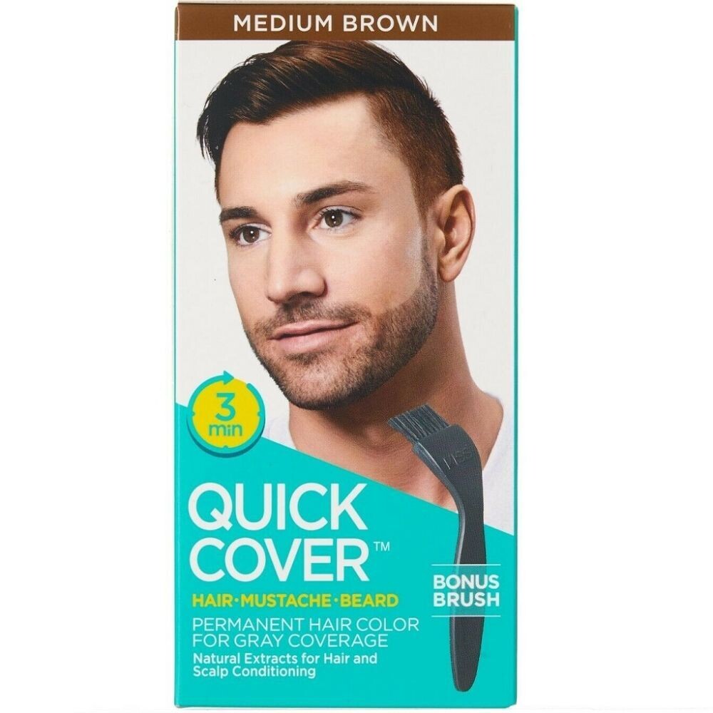 Kiss Quick Cover For Men Facial Hair Color, Color: Medium Brown