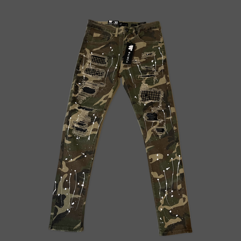 MEN’S CAMO PAINT MOTO SKINNY JEAN