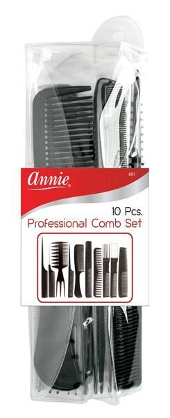 Annie 10 PCs. Professional Comb Set, Color: Black