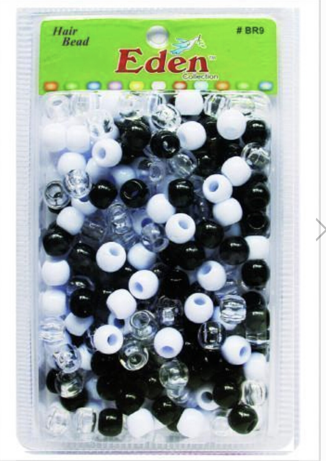 BIG ROUND HAIR BEAD, Color: Black/White/Crystal