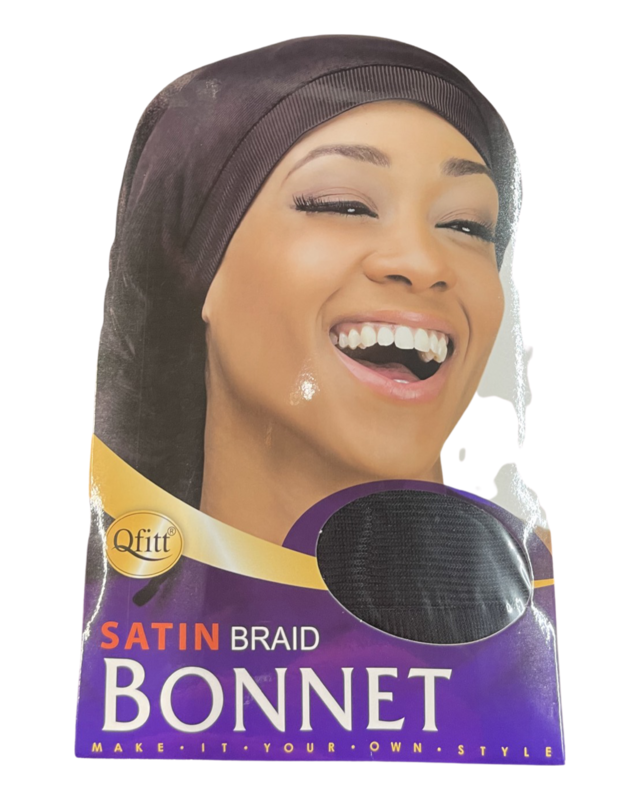 Qfitt Satin Braid Bonnet Black