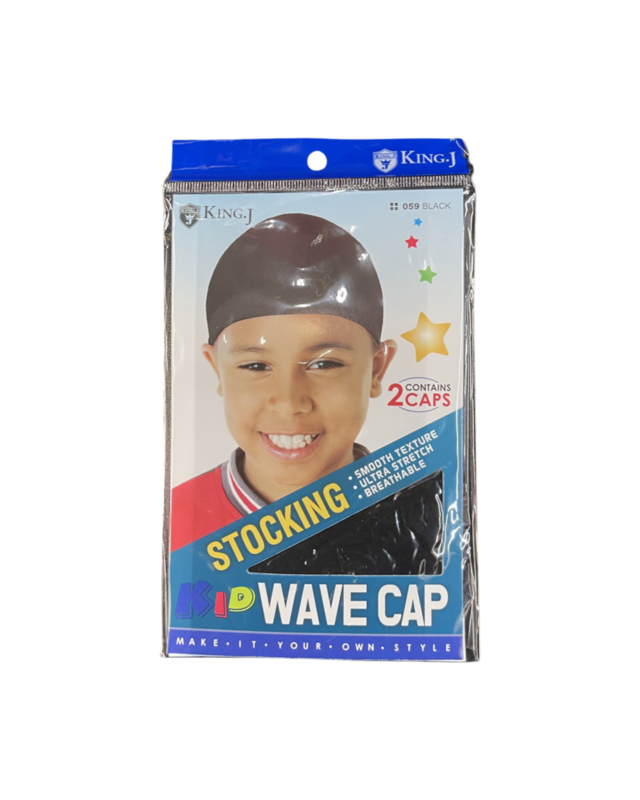 King J Kid Stocking Wave Cap Black 2ct