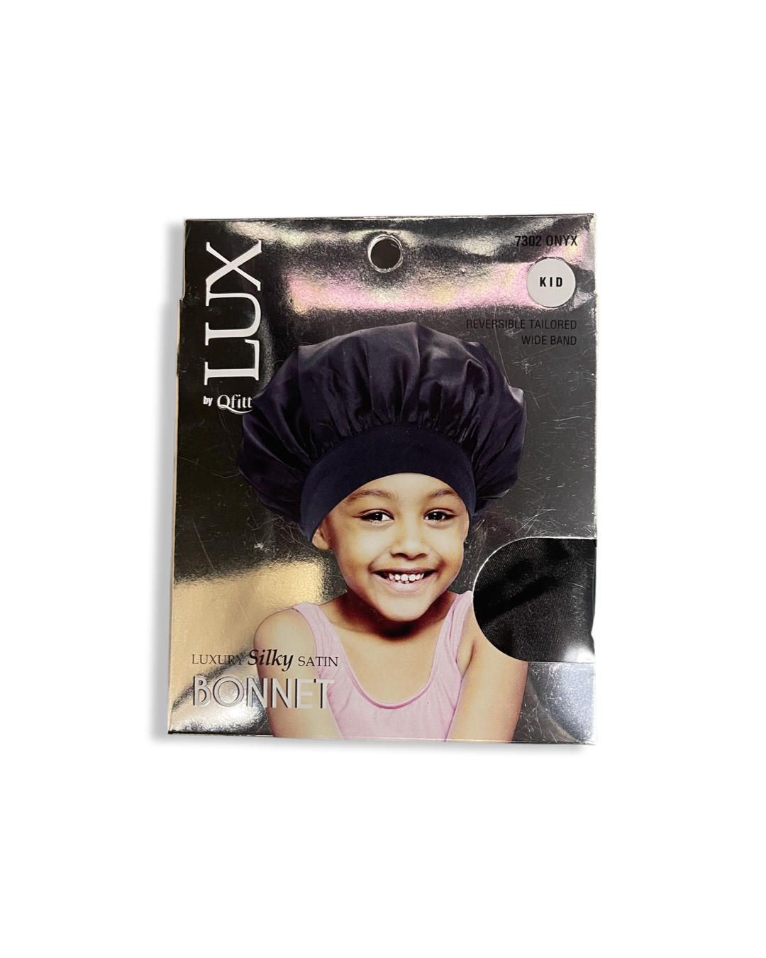 Qfitt Lux Luxury Silky Satin Bonnet For Kids Onyx