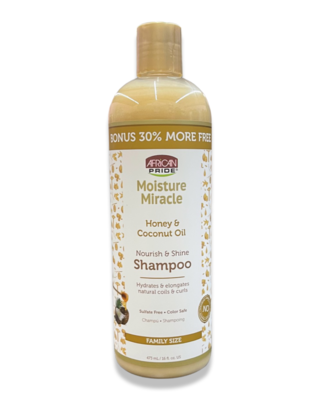 African Pride Moisture Miracle Honey And Coconut Oil Nourish And Shine Shampoo 16oz