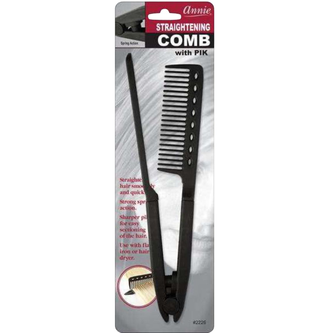 Annie Straightening Comb W/Pik Spring Action
