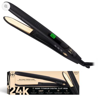 Hot &amp; Hotter Digital Nano Titanium Flat Iron with Gold Plates 1in, 1 Count Hair Straightener, Black