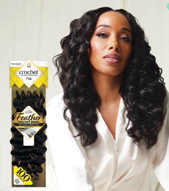 Zury Hollywood Feather Crochet Braid - OCEAN 18" - 100% Remy Human Hair