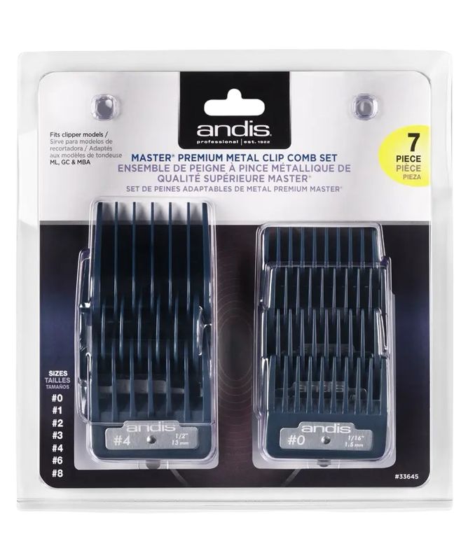 ANDIS MASTER® PREMIUM METAL CLIP COMB SET - 7 PIECE