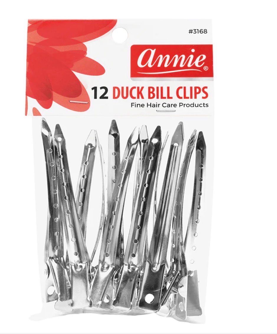 Annie Duck Bill Clips 12cm, 12 Count Metal Hair Clips, Silver