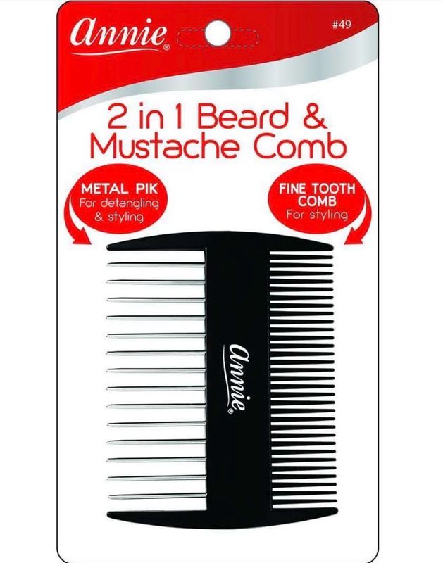 Annie 2 in 1 Beard &amp; Mustache Comb Black