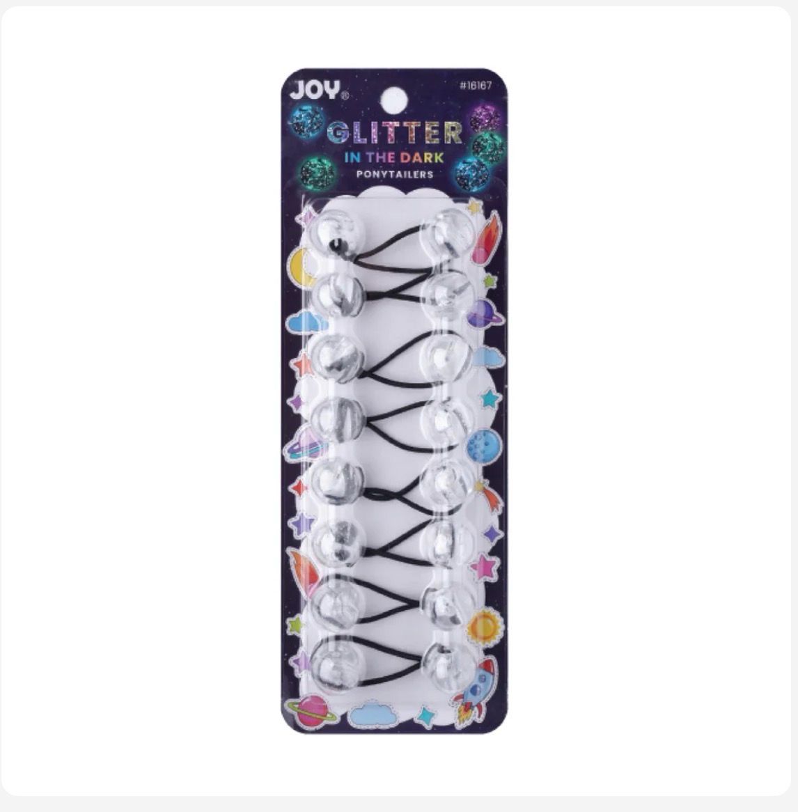 Joy Twin Beads Ponytailer 8ct Glitter Glow Clear