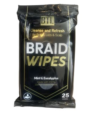 BTL Cleanse and Refresh Braid Wipes Mint &amp; Eucalyptus 25 Count