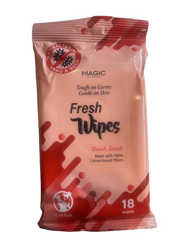 Magic Collection Fresh Wipes Antibacterial Hand Wipes 18 Count