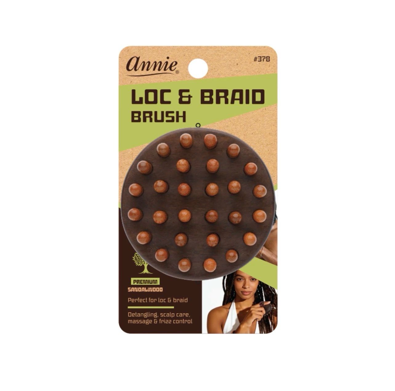 Annie Loc &amp; Braid Massage Brush, 1 Count, Sandalwood