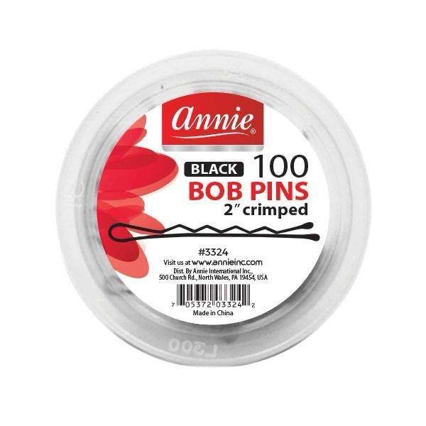Annie Bob Pins Crimped 2 Inch, 100 Count, Black