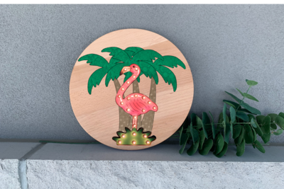 Beach Wall Decor Flamingo and Palm Tree