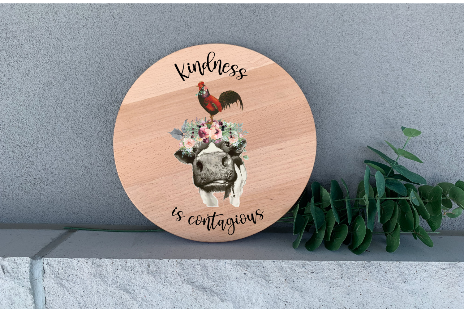​Farmhouse Wall Decor Kindness is Contagious Cow and Chicken Wall or Door Hanging