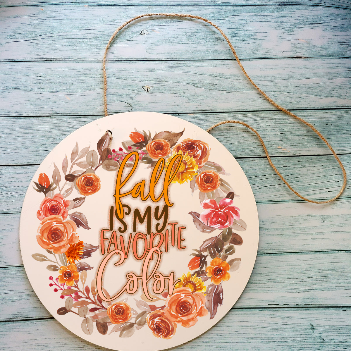 Fall Wall Decor Fall Is My Favorite Color Spell Out Round Wood Unique Handmade Retro
