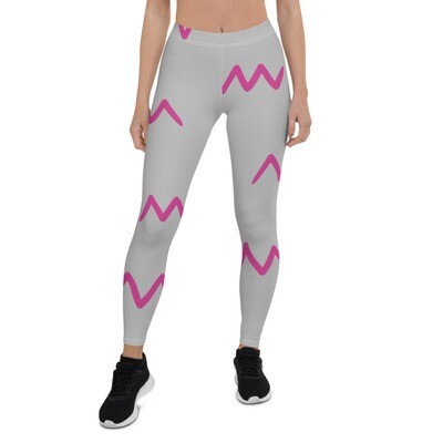 Squiggly Print Leggings  (Pink, Gray)